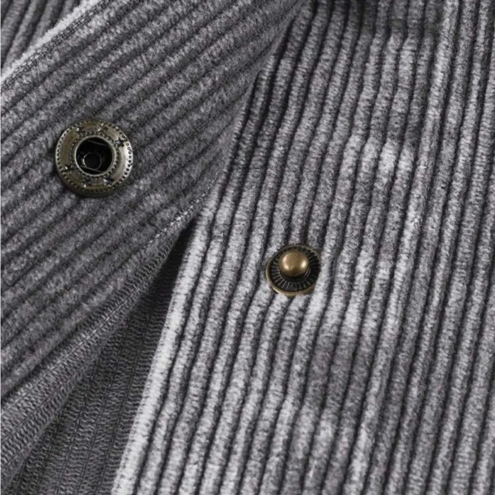 Cozy Corduroy Hoodie Jacket Shacket Button Down Shirt - Picture 16 of 16